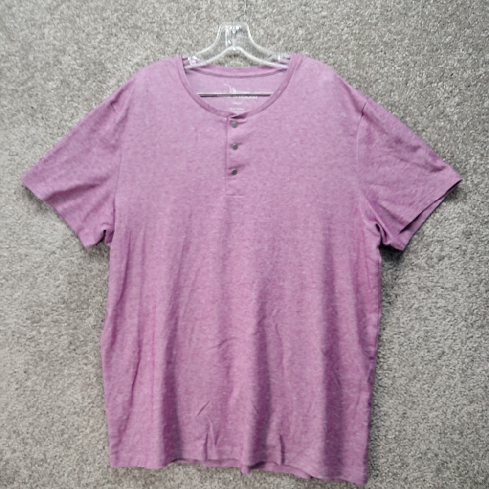 Marc Anthony Luxury Mens XXL Henley Shirt Purple Heather Short Sleeve